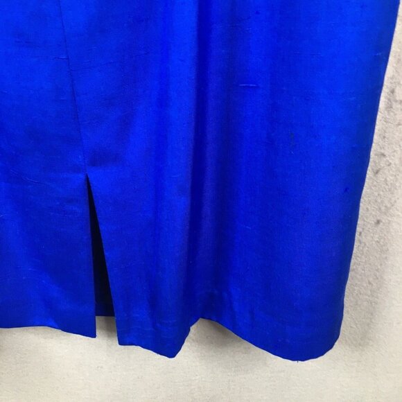 Shomi by Miller Shor Skirt Set Womens 20 Plus Size Blue 100% Silk Office Vintage - Picture 15 of 16